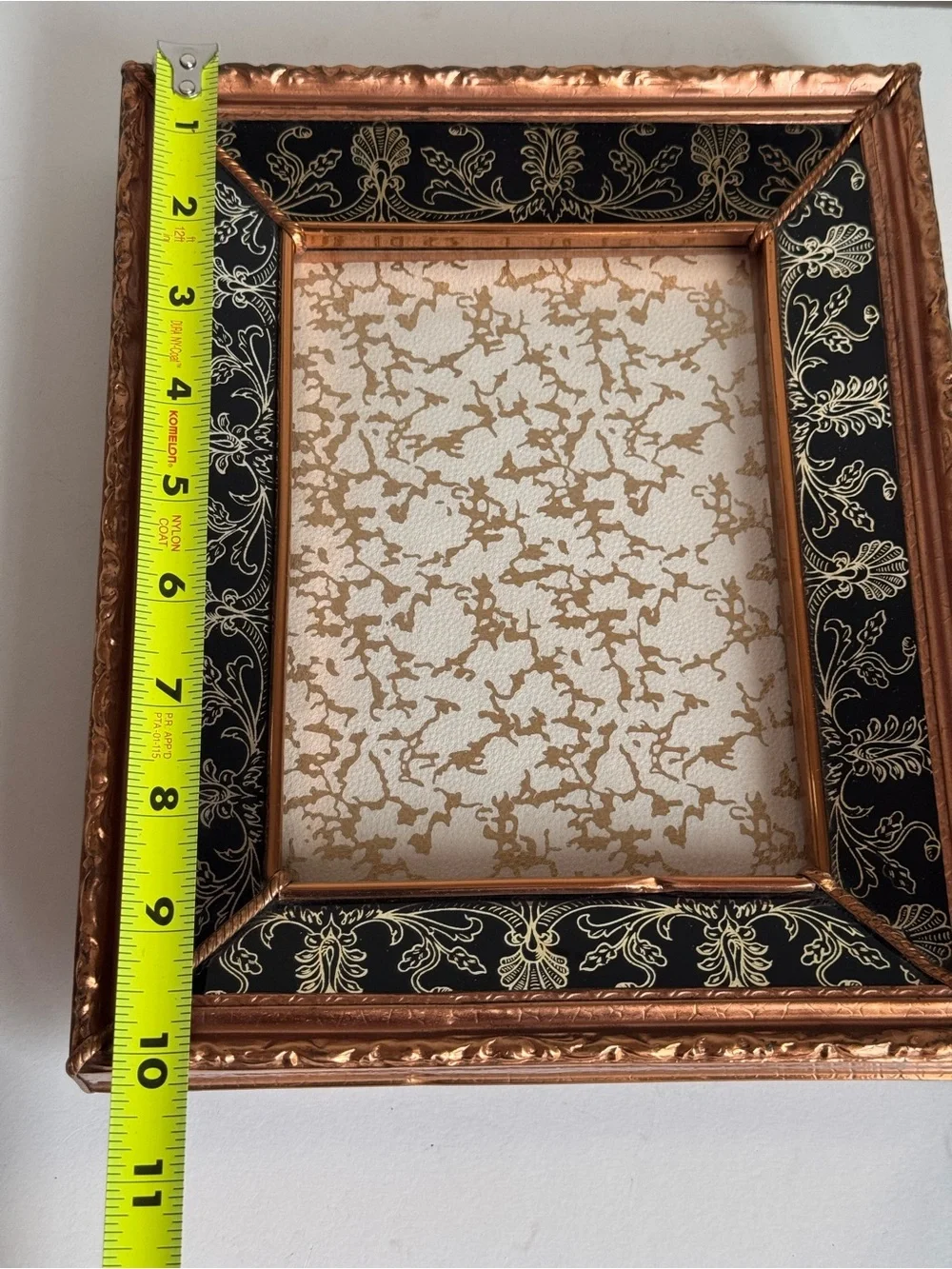 Vintage / Antique MB Italia Mid Century Glass Photo Frame Ornate Brass Black